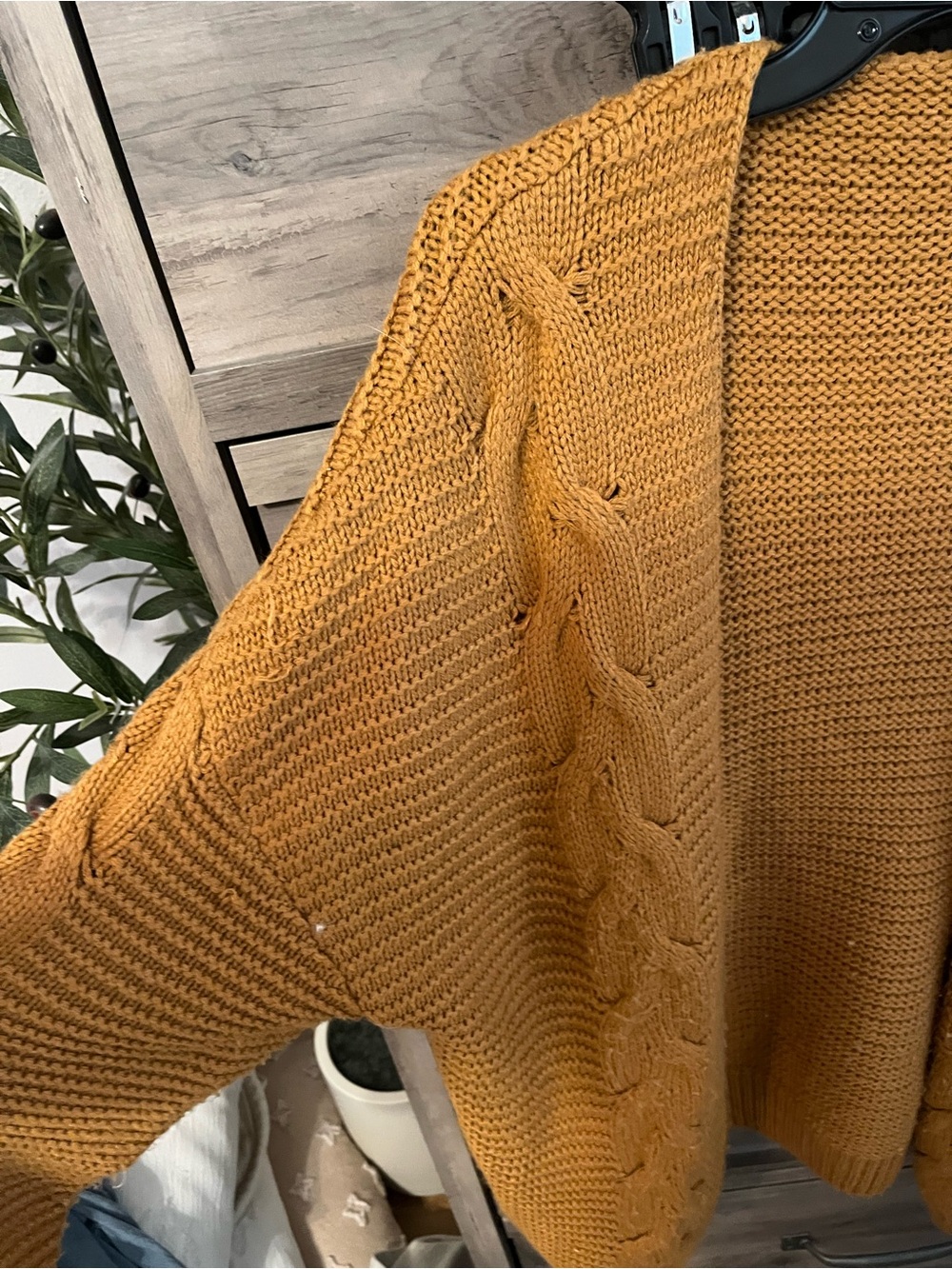 Amazon Chunky Open-Front Cardigan Sweater - Mustard Yellow - Picture 3 of 4
